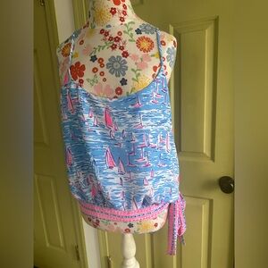 Lilly Pulitzer Ainsley Pink and Blue Nautical Print Top